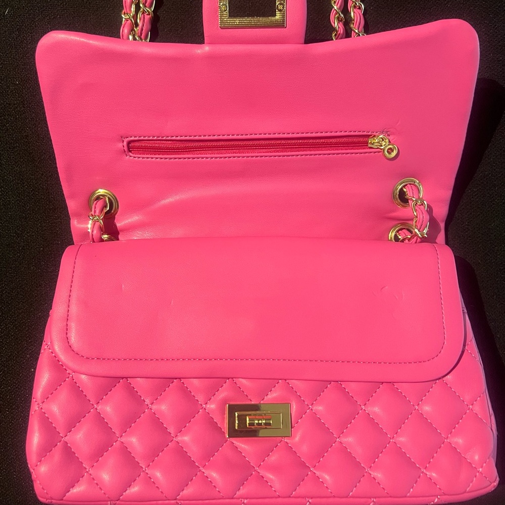 Quilted Pink Shoulder Bag - Picture 6 of 8